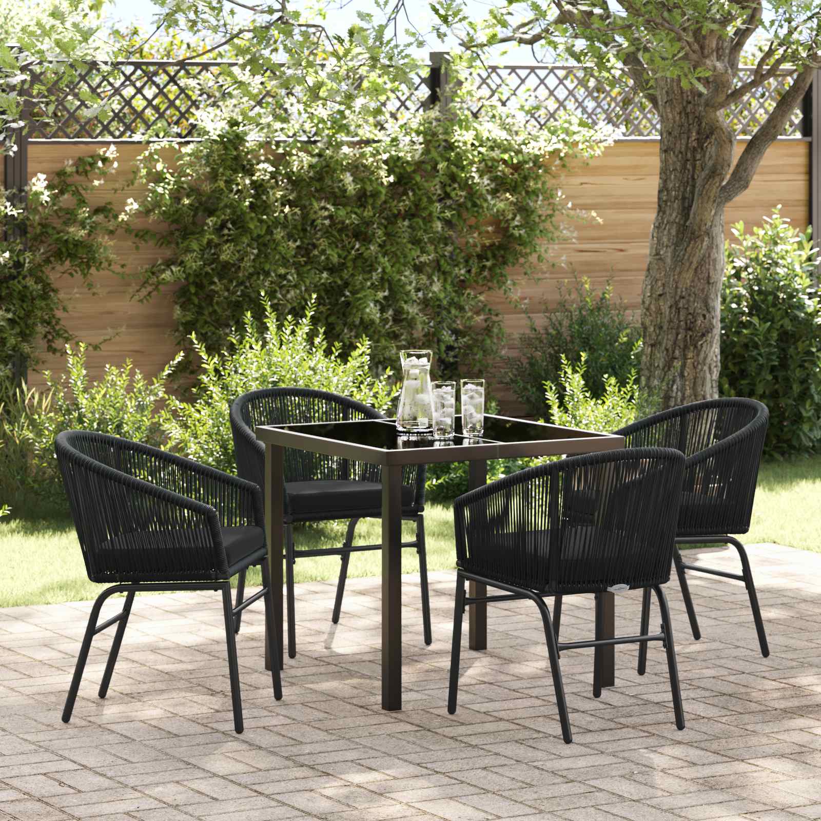 Ensemble de salle à manger pour jardin 5 pcs Noir - XIOS