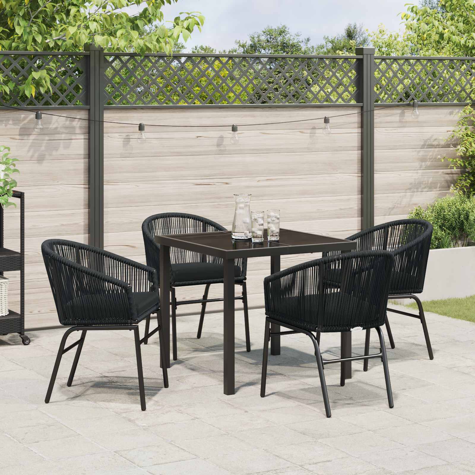Ensemble de salle à manger pour jardin 5 pcs Noir - XIOS