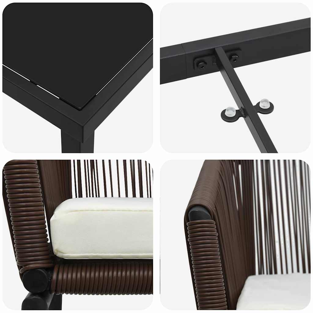 Ensemble de salle à manger pour jardin 3 pcs Marron - XIOS