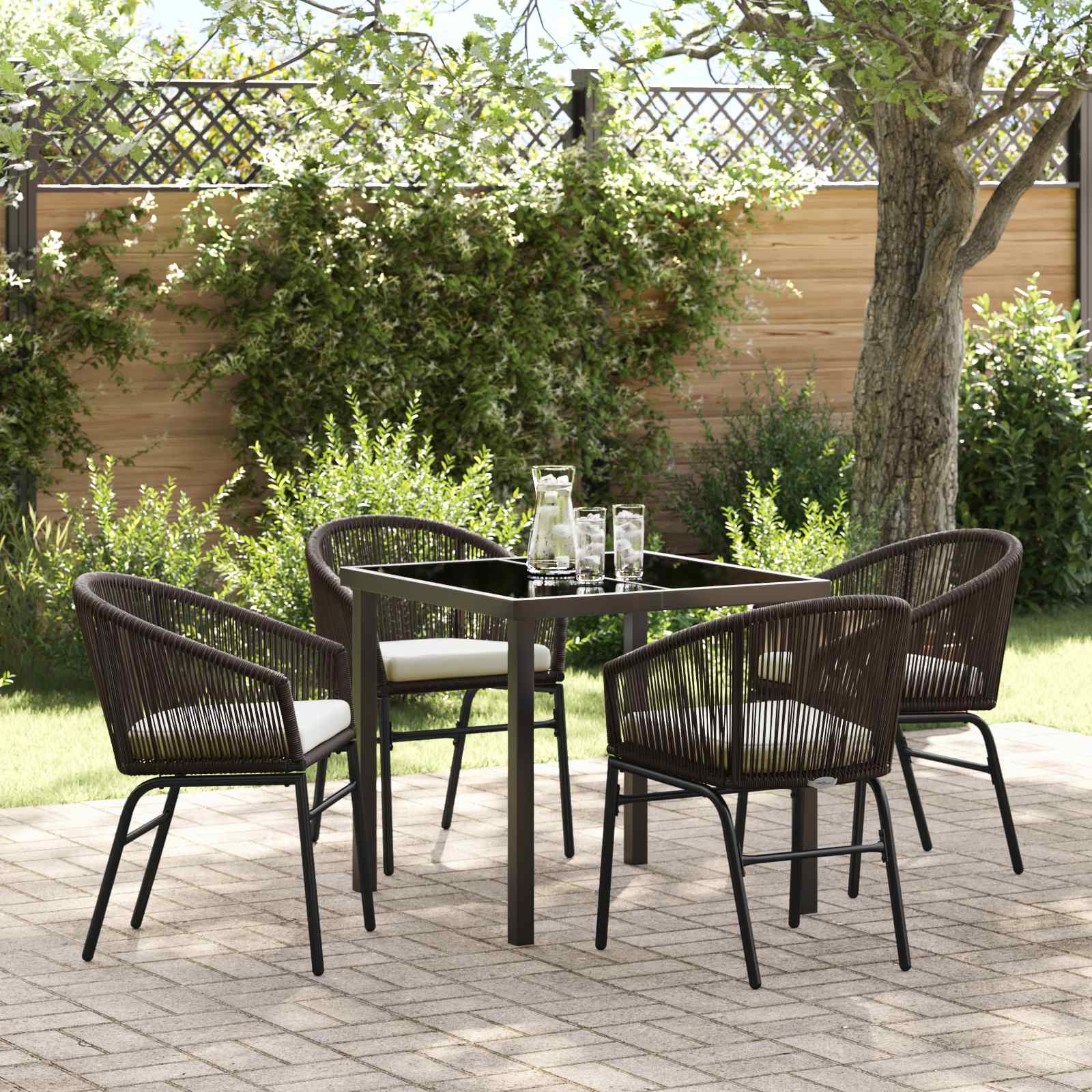 Ensemble de salle à manger pour jardin 5 pcs Marron - XIOS
