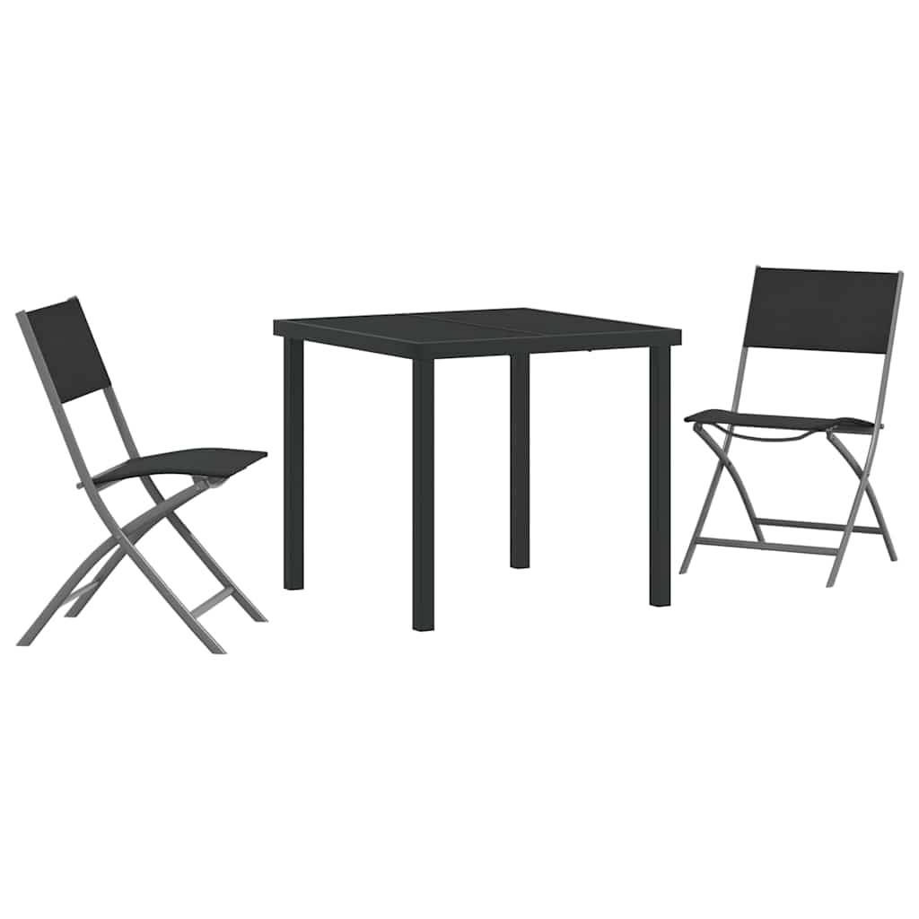 Ensemble de salle à manger pour jardin 3 pcs Noir - XIOS