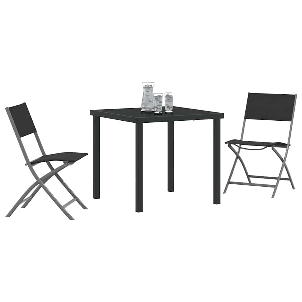 Ensemble de salle à manger pour jardin 3 pcs Noir - XIOS