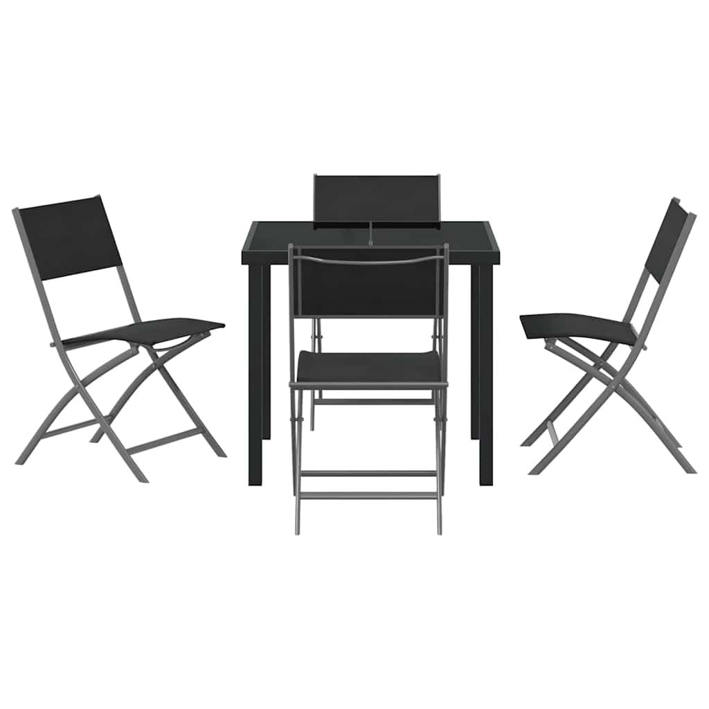 Ensemble de salle à manger pour jardin 5 pcs Noir - XIOS