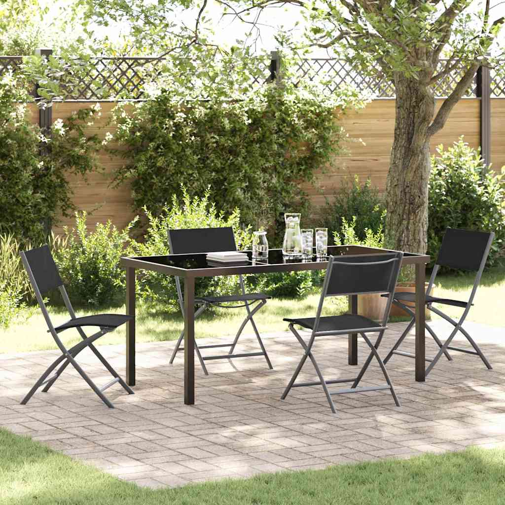 Ensemble de salle à manger pour jardin 5 pcs Noir - XIOS
