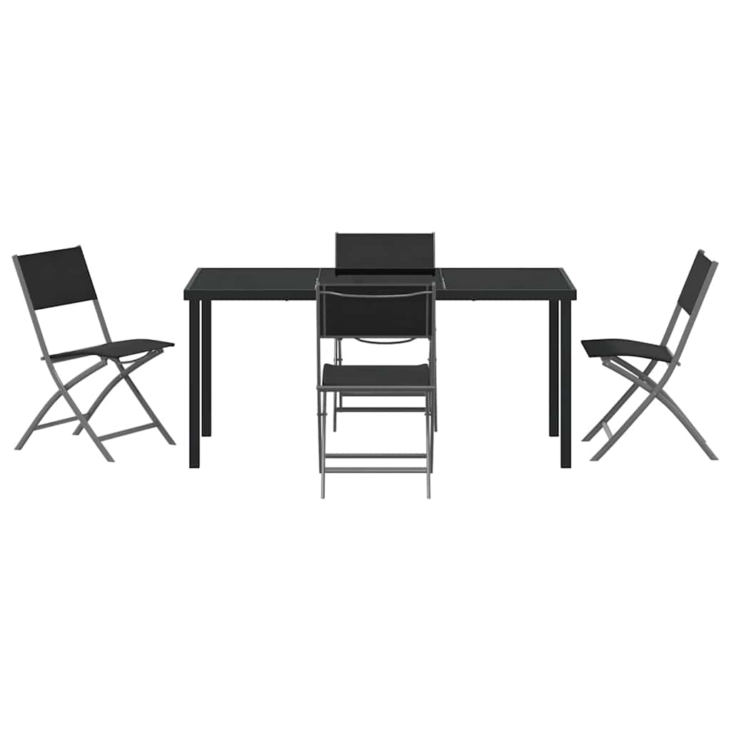 Ensemble de salle à manger pour jardin 5 pcs Noir - XIOS