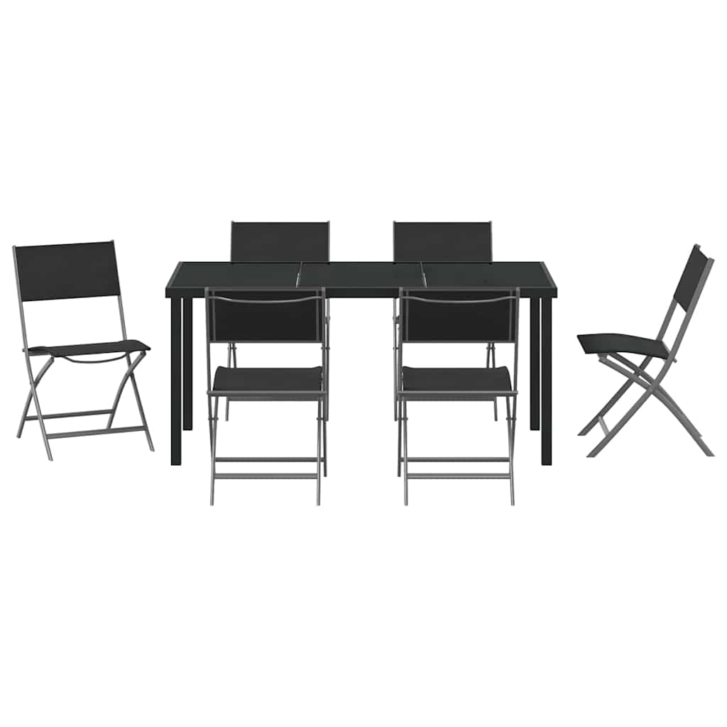 Ensemble de salle à manger pour jardin 7 pcs Noir - XIOS