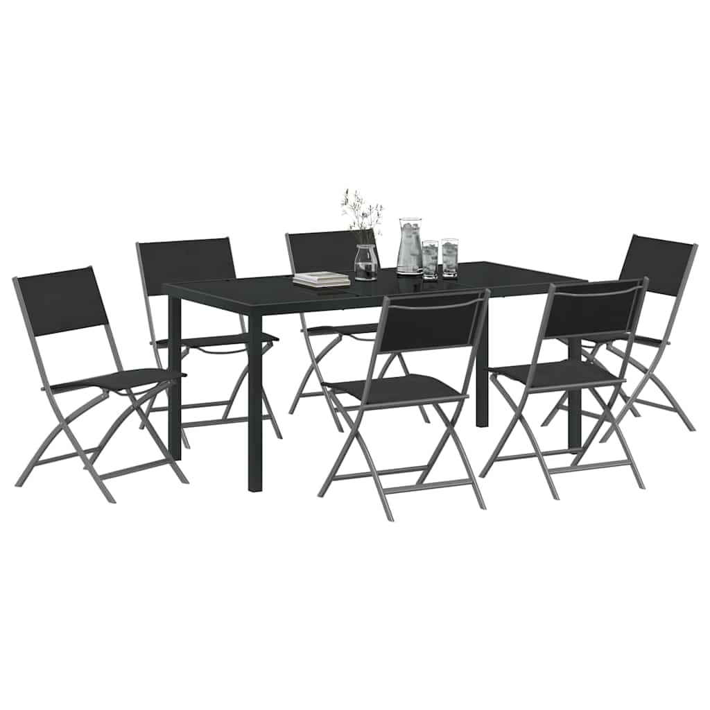 Ensemble de salle à manger pour jardin 7 pcs Noir - XIOS