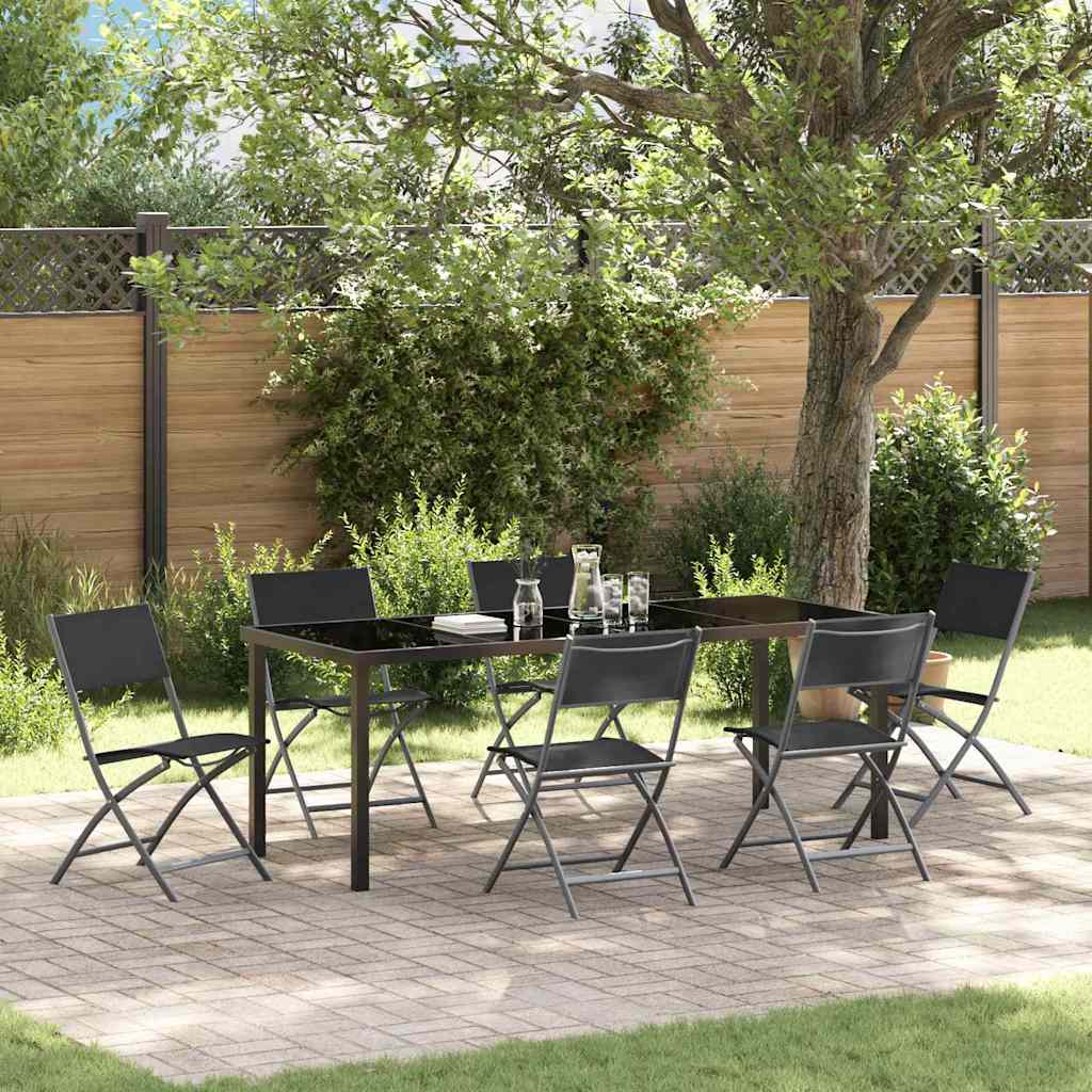 Ensemble de salle à manger pour jardin 7 pcs Noir - XIOS
