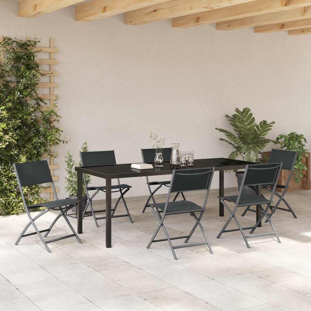 Ensemble de salle à manger pour jardin 7 pcs Noir - XIOS