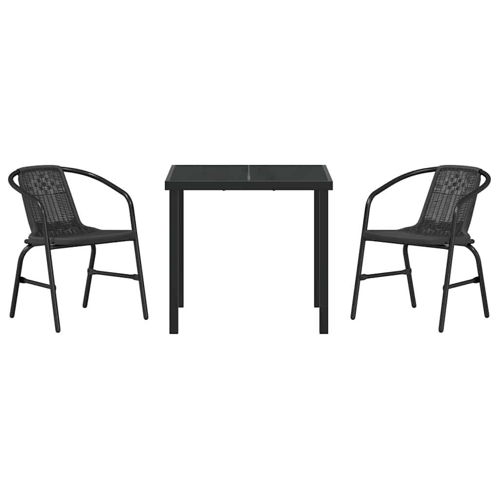 Ensemble de salle à manger pour jardin 3 pcs Noir - XIOS
