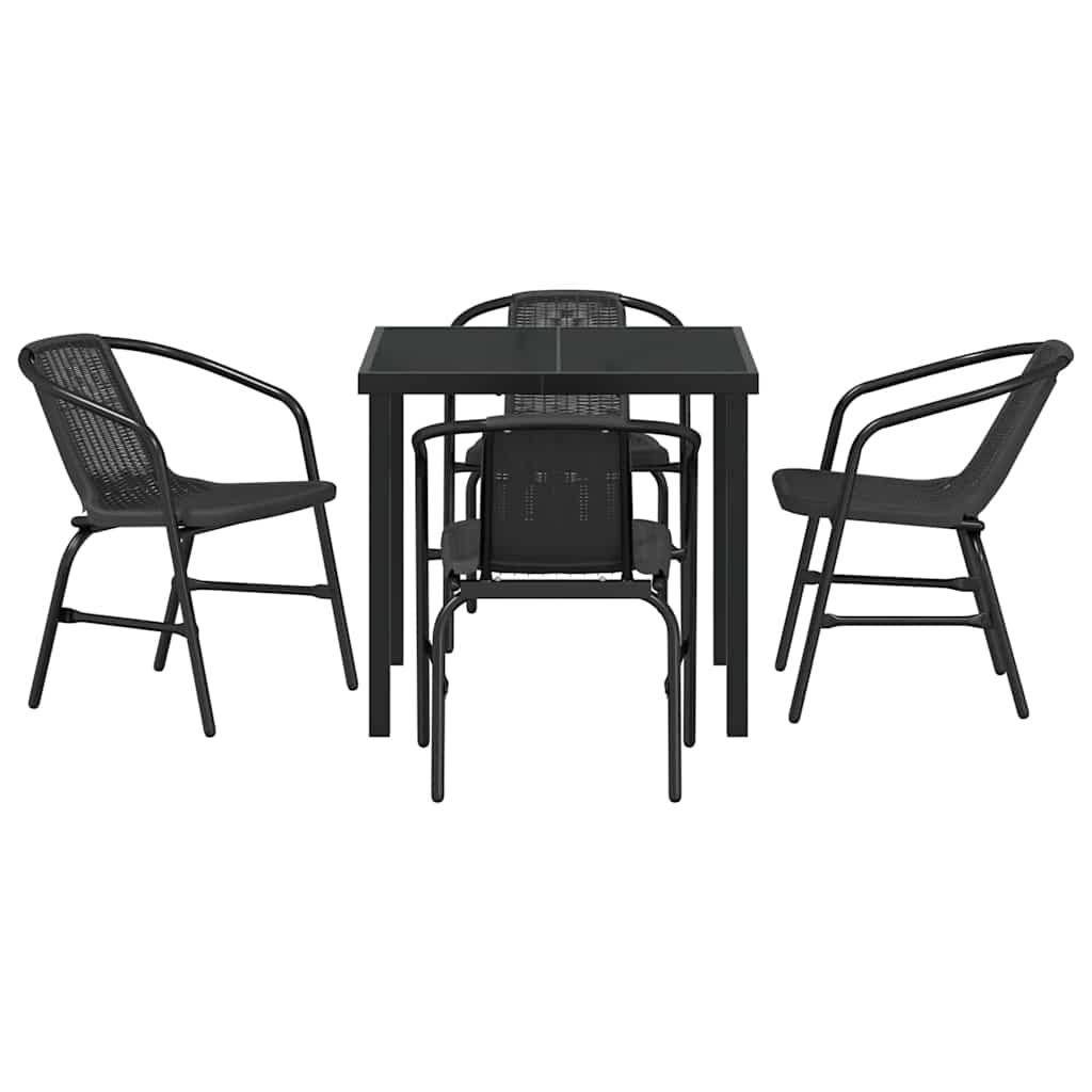 Ensemble de salle à manger pour jardin 5 pcs Noir - XIOS
