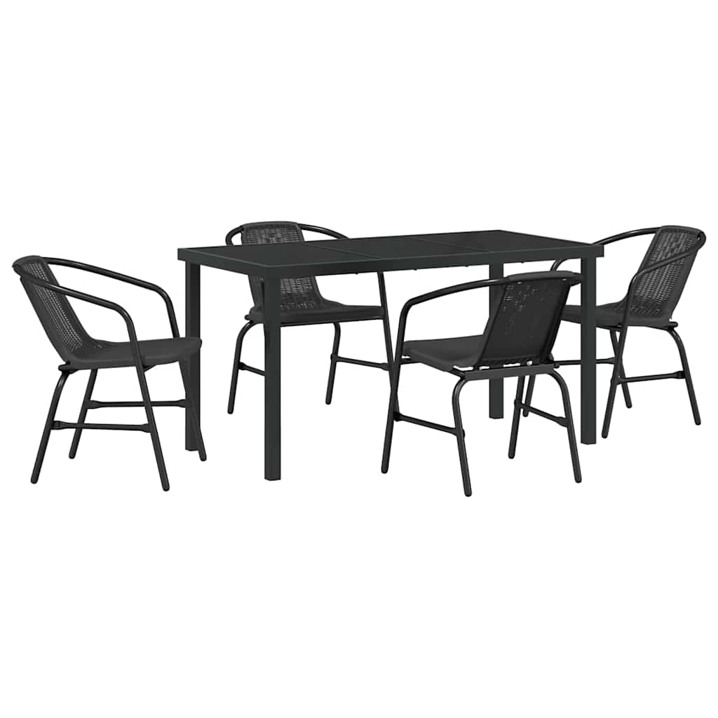 Ensemble de salle à manger pour jardin 5 pcs Noir - XIOS
