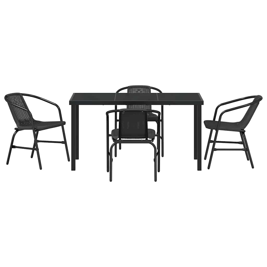 Ensemble de salle à manger pour jardin 5 pcs Noir - XIOS