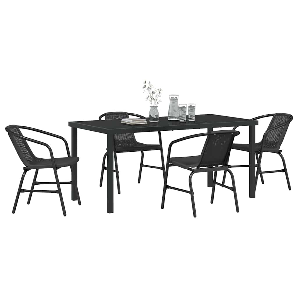 Ensemble de salle à manger pour jardin 5 pcs Noir - XIOS