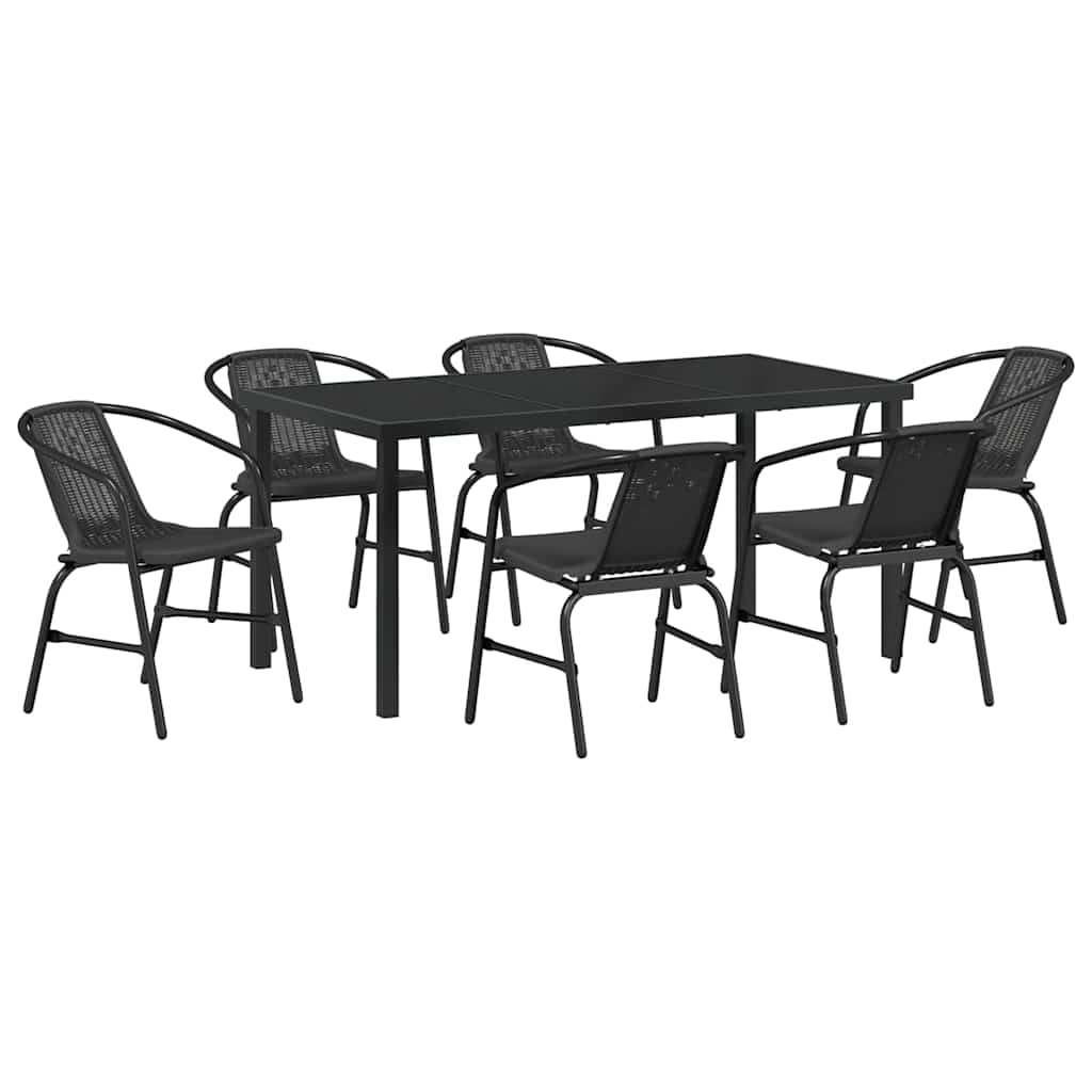 Ensemble de salle à manger pour jardin 7 pcs Noir - XIOS