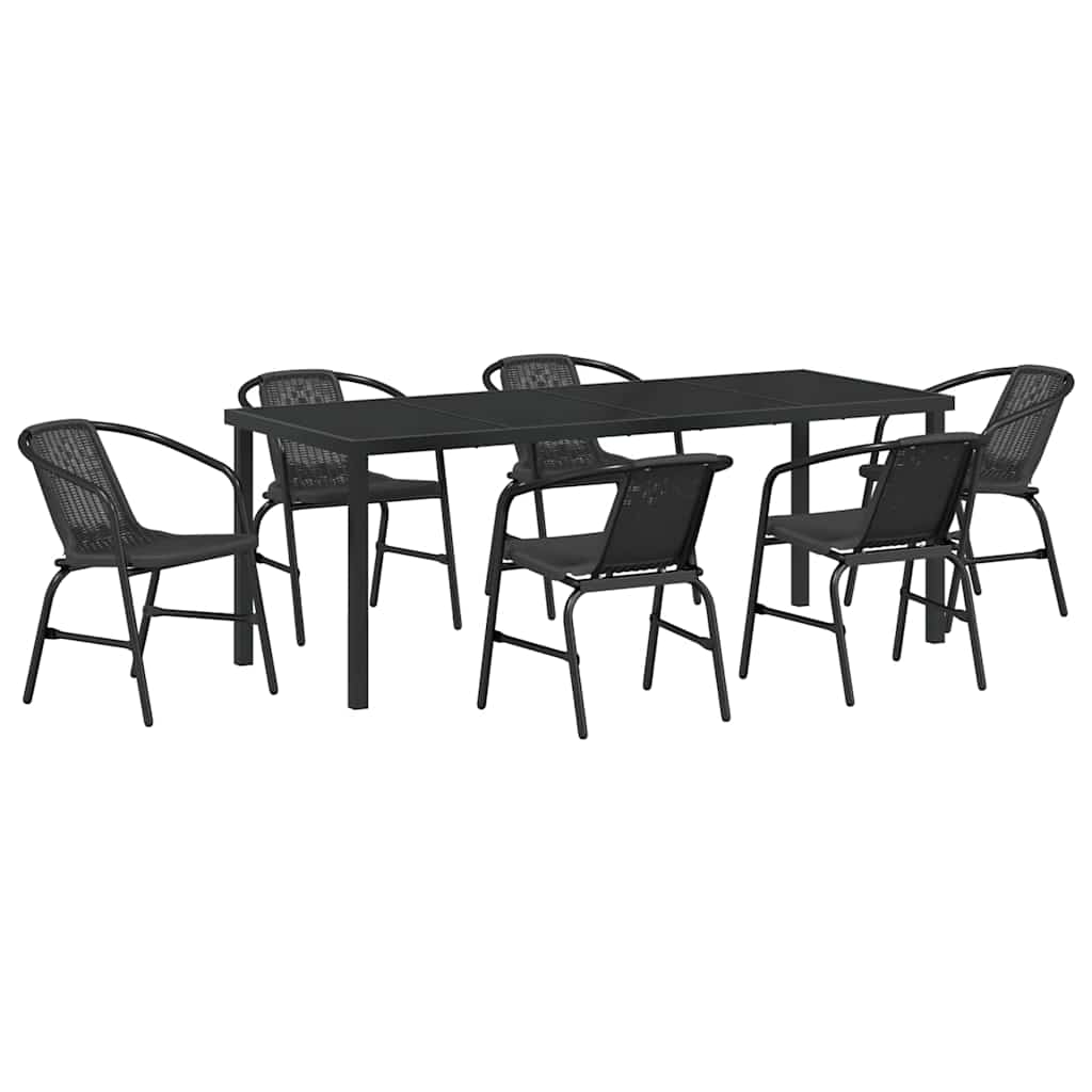 Ensemble de salle à manger pour jardin 7 pcs Noir - XIOS