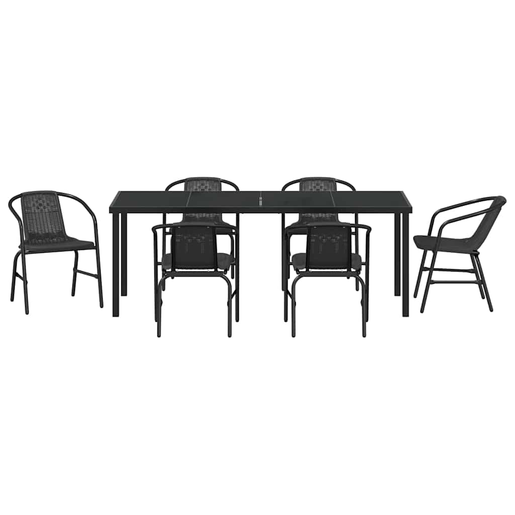 Ensemble de salle à manger pour jardin 7 pcs Noir - XIOS