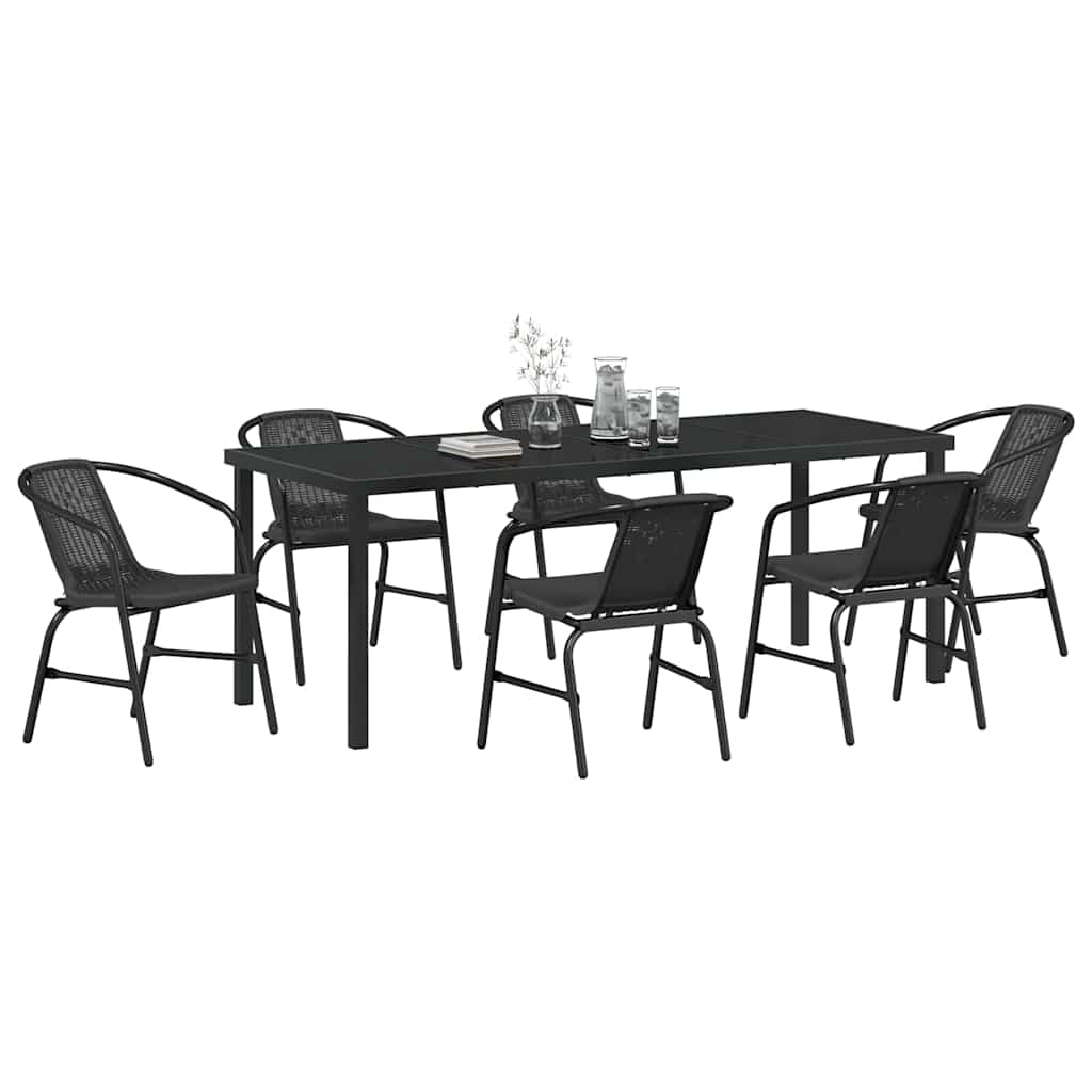Ensemble de salle à manger pour jardin 7 pcs Noir - XIOS