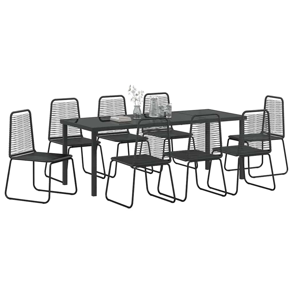 Ensemble de salle à manger pour jardin 9 pcs Noir - XIOS