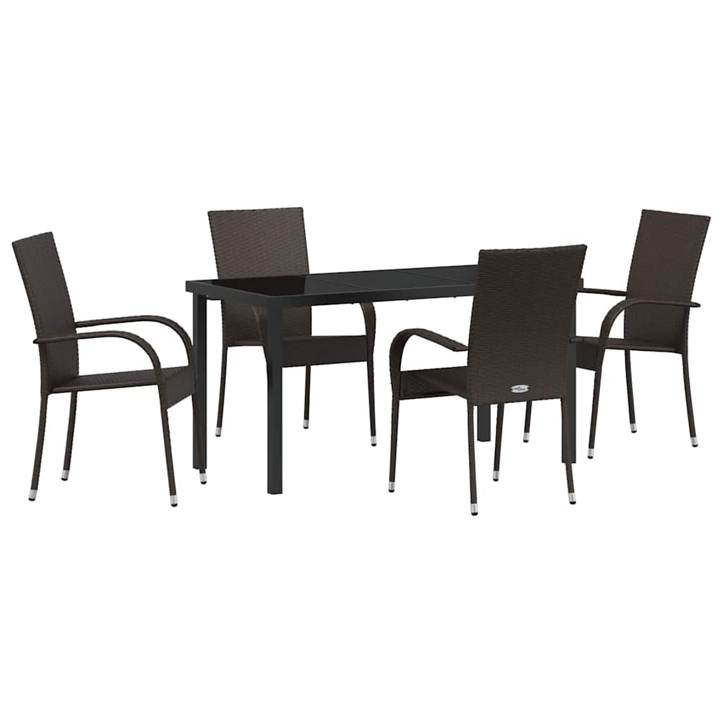 Ensemble de salle à manger pour jardin 5 pcs Marron - XIOS