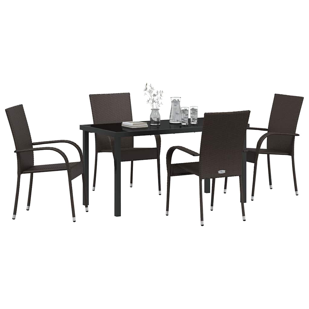 Ensemble de salle à manger pour jardin 5 pcs Marron - XIOS