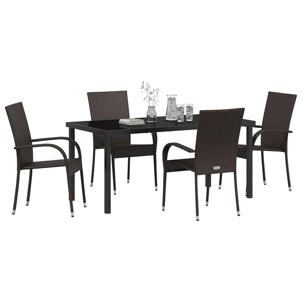 Ensemble de salle à manger pour jardin 5 pcs Marron - XIOS