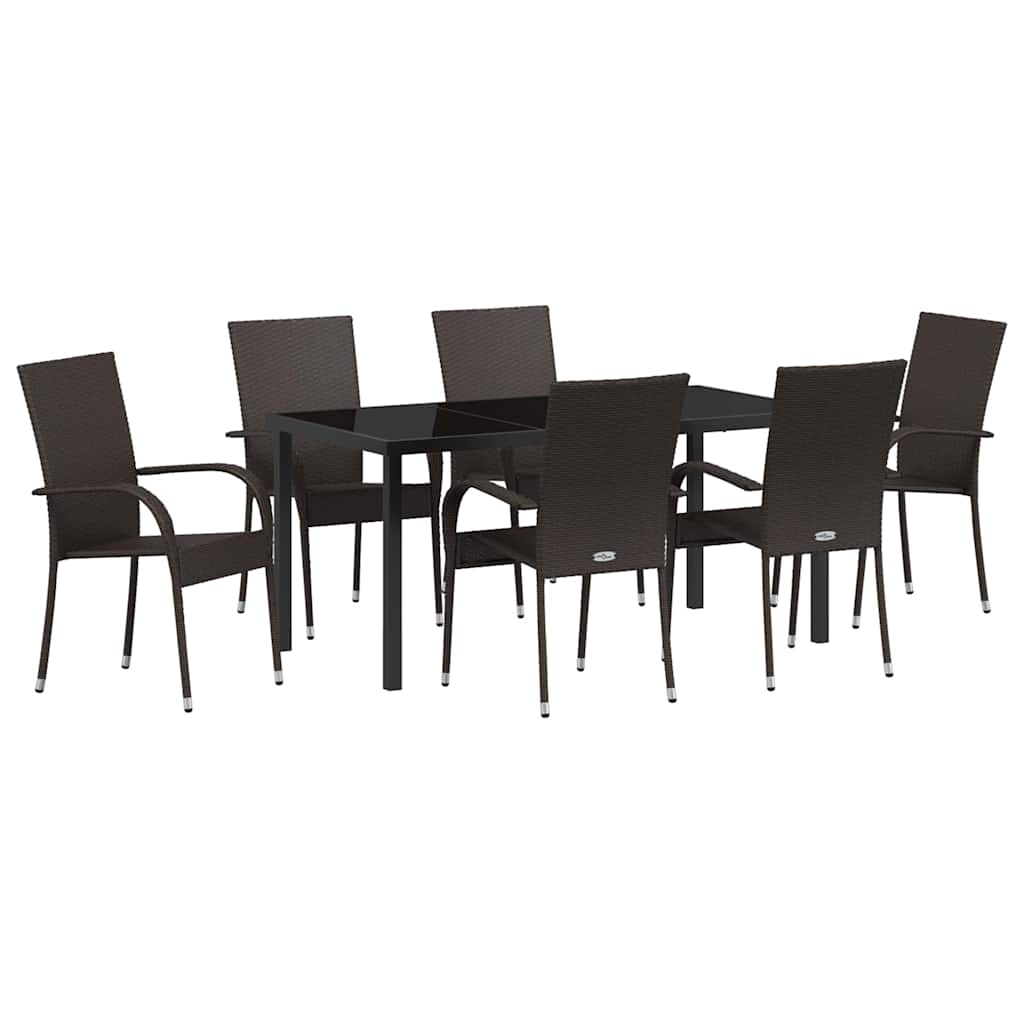 Ensemble de salle à manger pour jardin 7 pcs Marron - XIOS