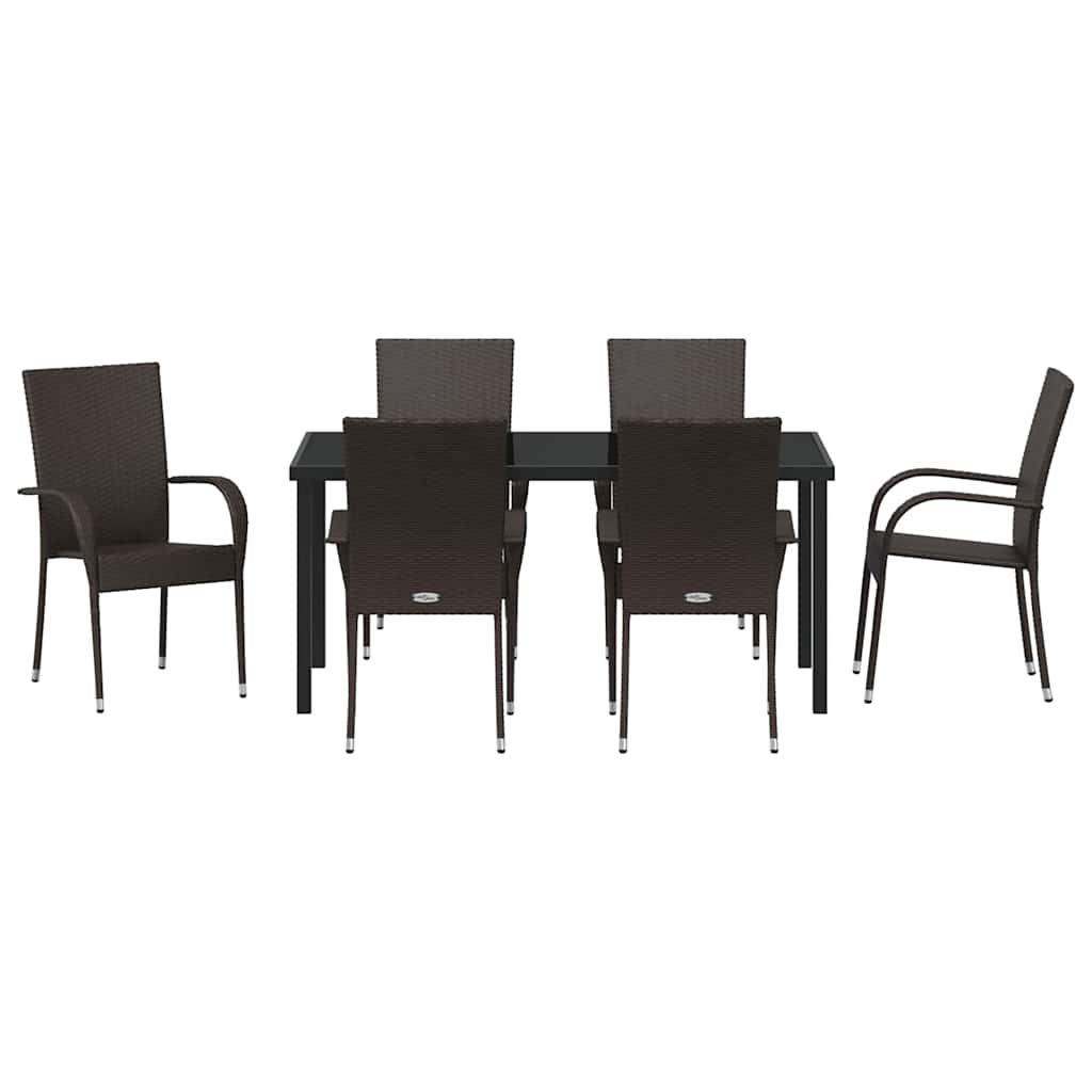 Ensemble de salle à manger pour jardin 7 pcs Marron - XIOS