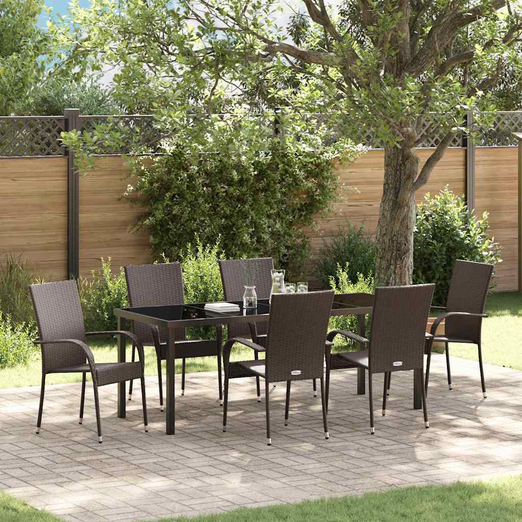 Ensemble de salle à manger pour jardin 7 pcs Marron - XIOS