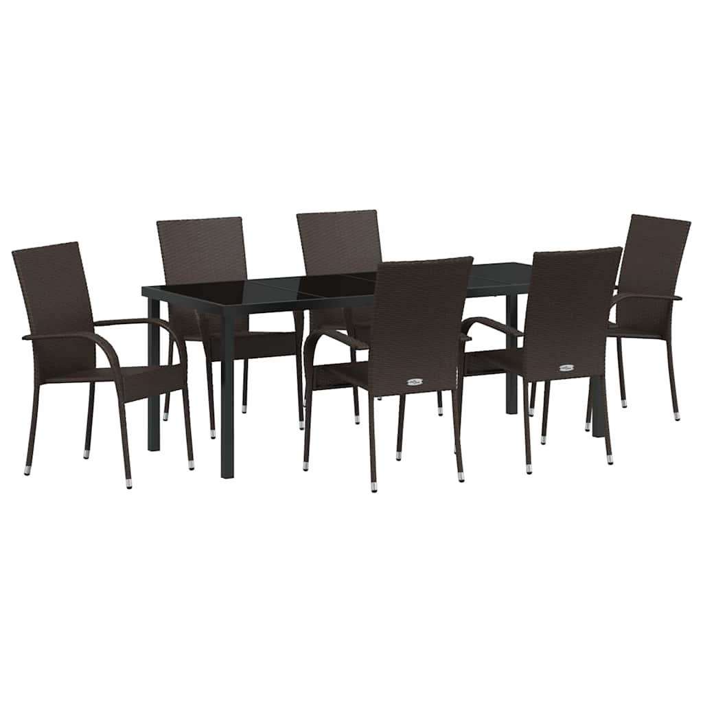 Ensemble de salle à manger pour jardin 7 pcs Marron - XIOS