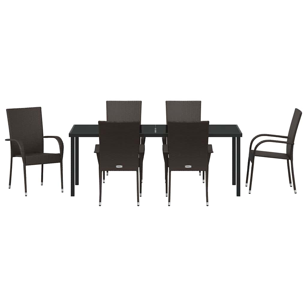 Ensemble de salle à manger pour jardin 7 pcs Marron - XIOS