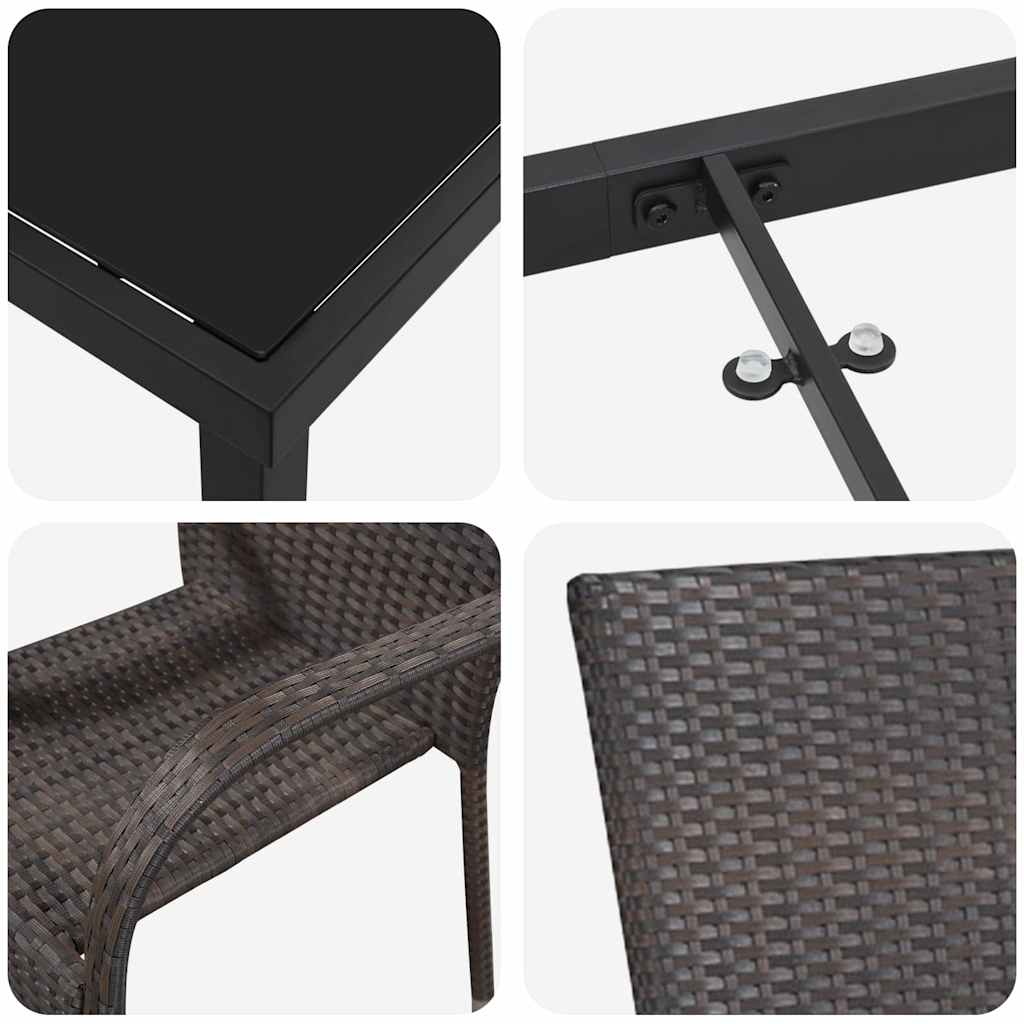 Ensemble de salle à manger pour jardin 5 pcs Marron - XIOS