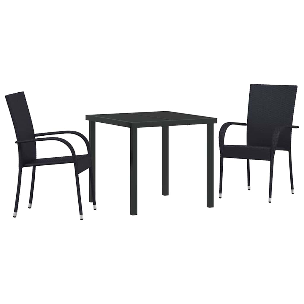 Ensemble de salle à manger pour jardin 3 pcs Noir - XIOS