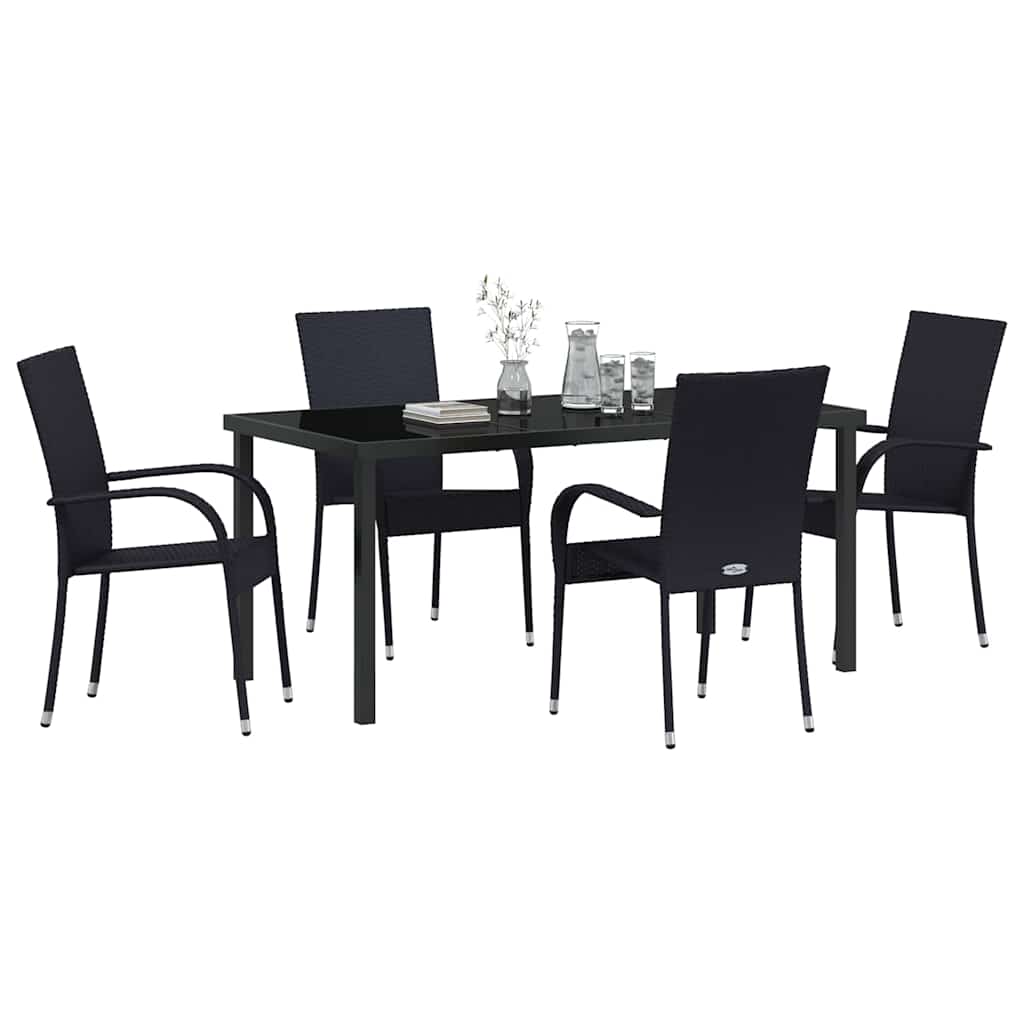 Ensemble de salle à manger pour jardin 5 pcs Noir - XIOS