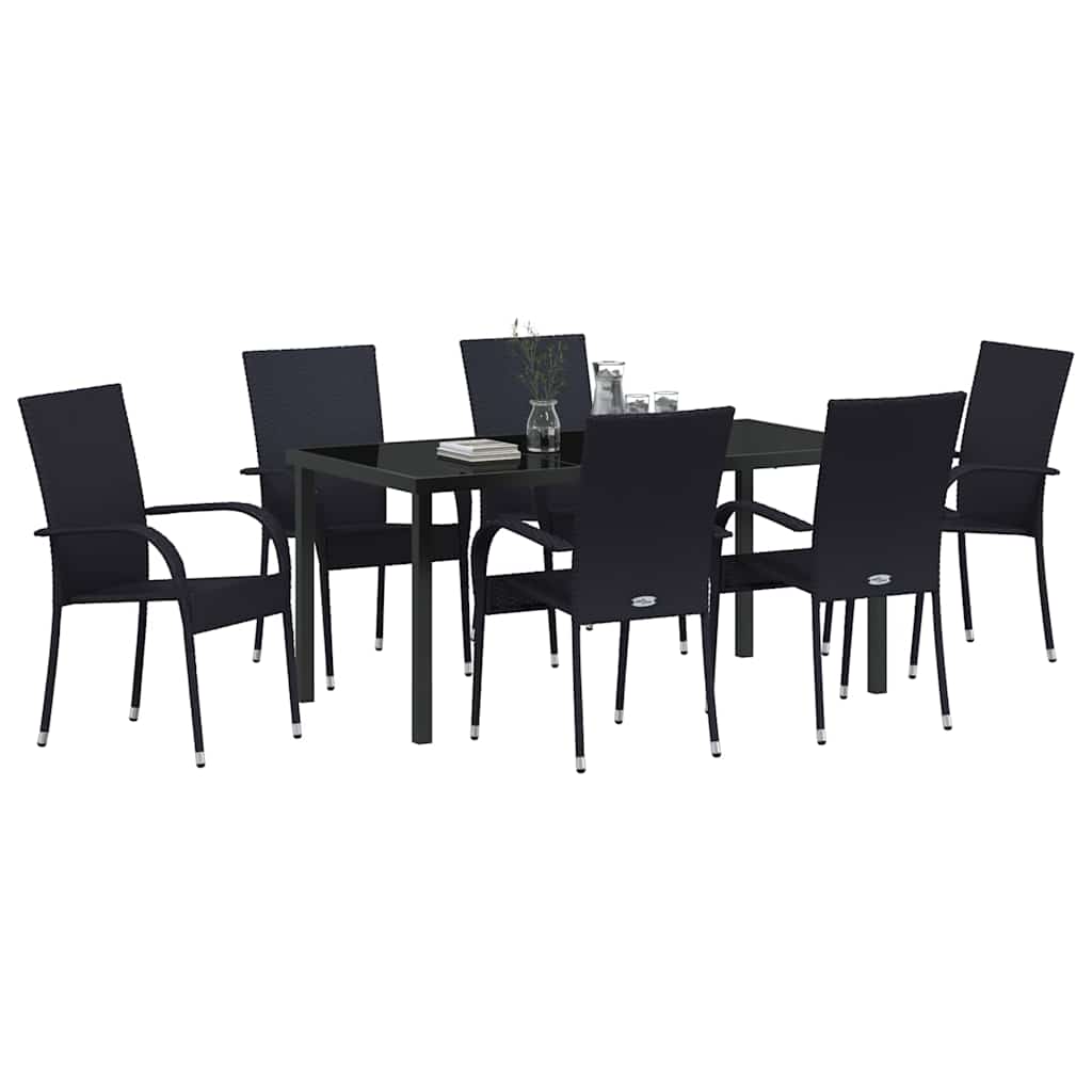Ensemble de salle à manger pour jardin 7 pcs Noir - XIOS
