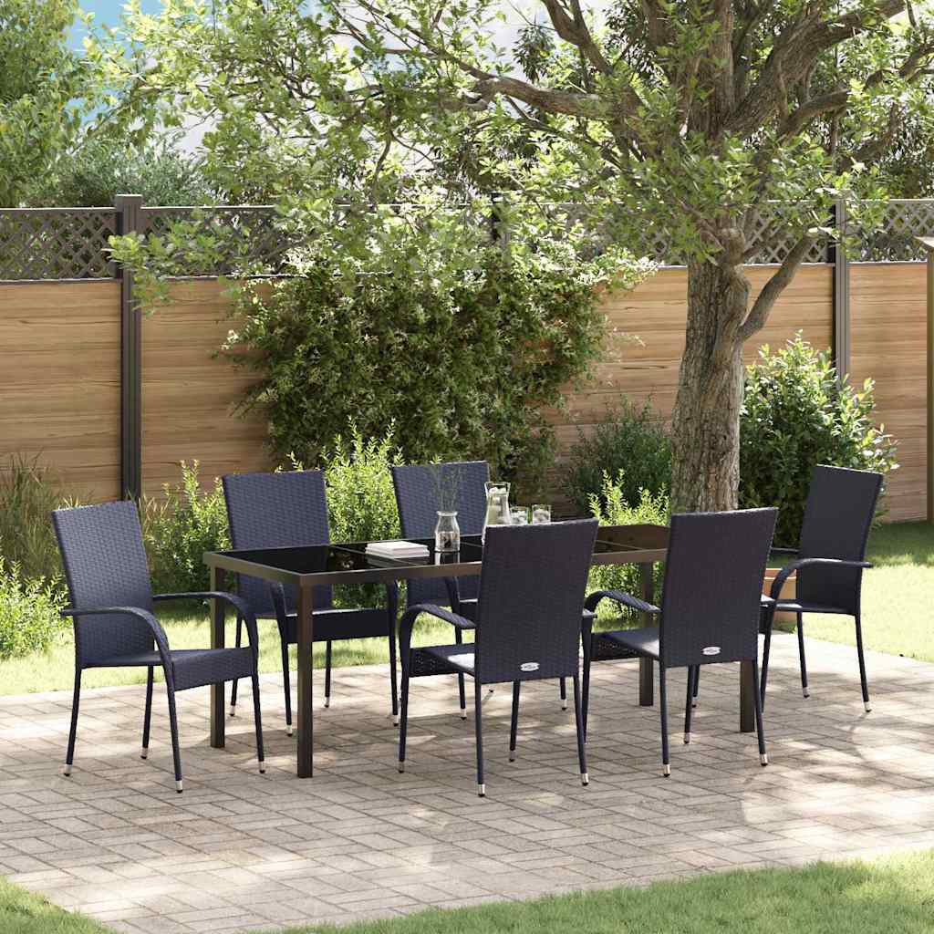 Ensemble de salle à manger pour jardin 7 pcs Noir - XIOS