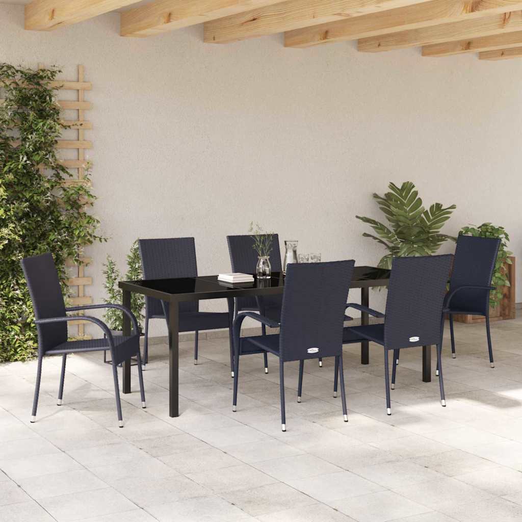 Ensemble de salle à manger pour jardin 7 pcs Noir - XIOS