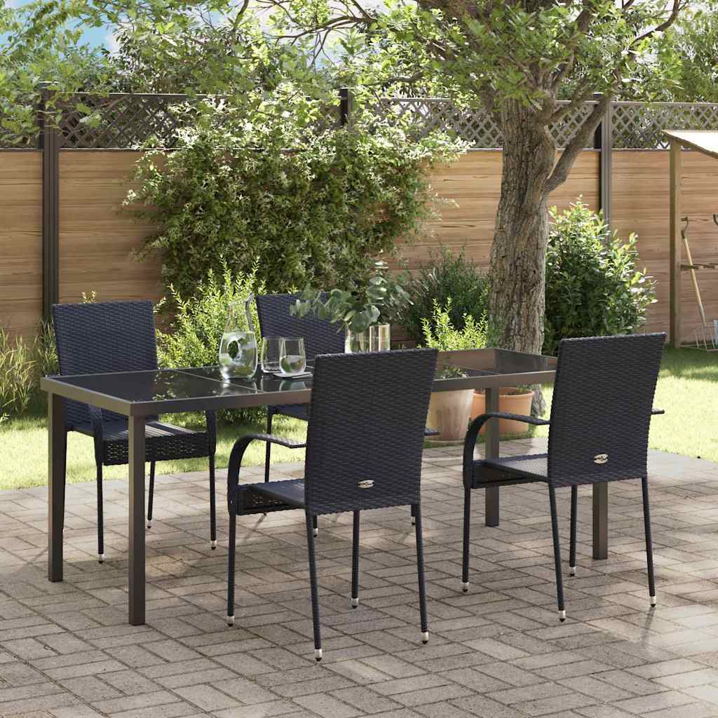Ensemble de salle à manger pour jardin 5 pcs Noir - XIOS