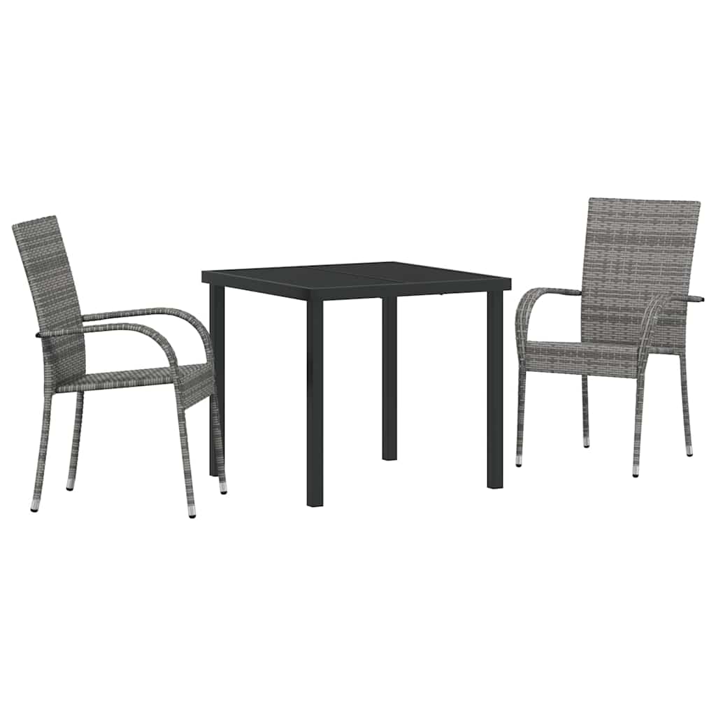 Ensemble de salle à manger pour jardin 3 pcs Gris - XIOS