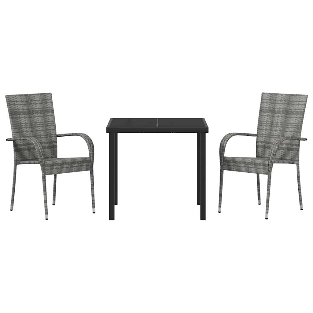 Ensemble de salle à manger pour jardin 3 pcs Gris - XIOS