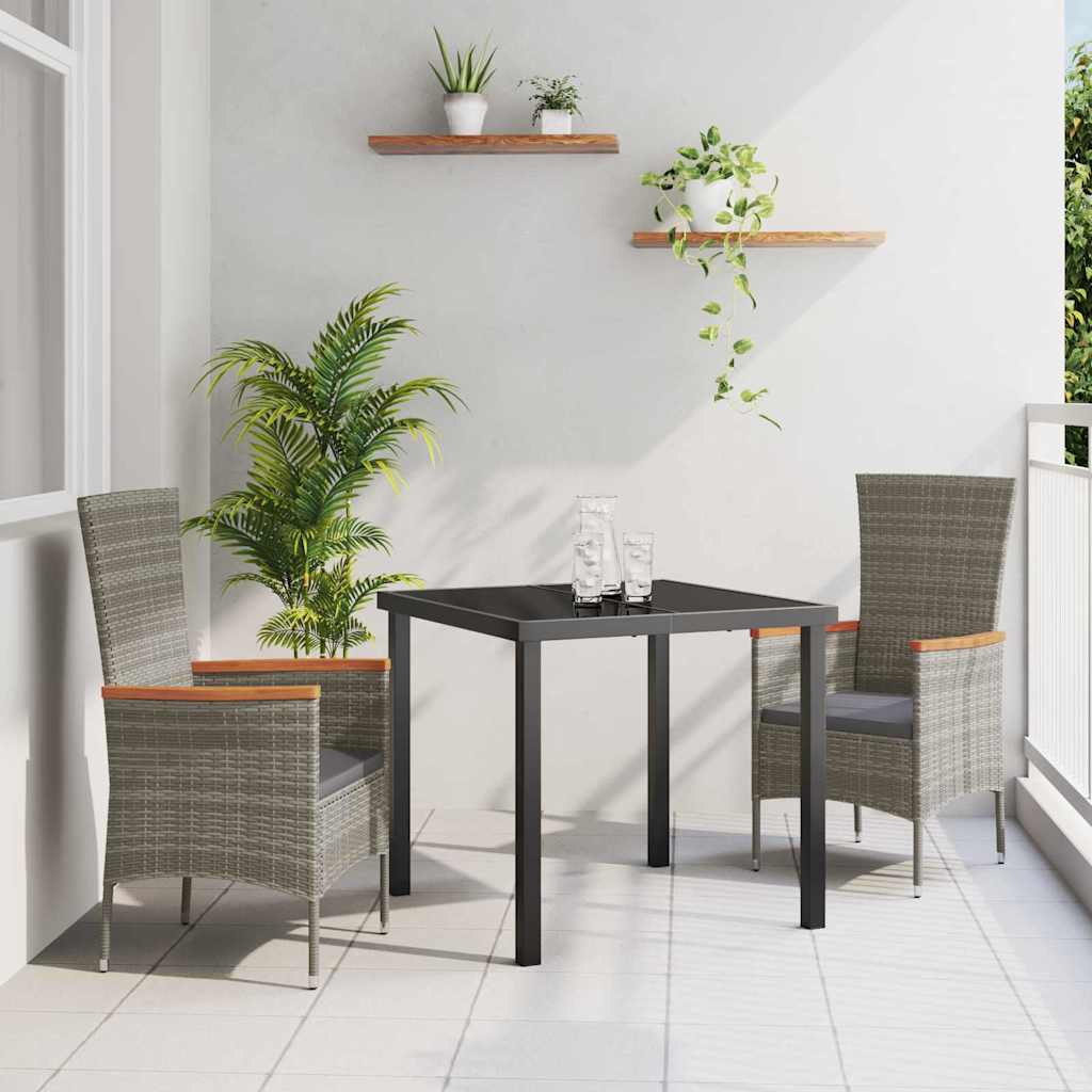 Ensemble de salle à manger pour jardin avec coussin 3 pcs Gris - XIOS