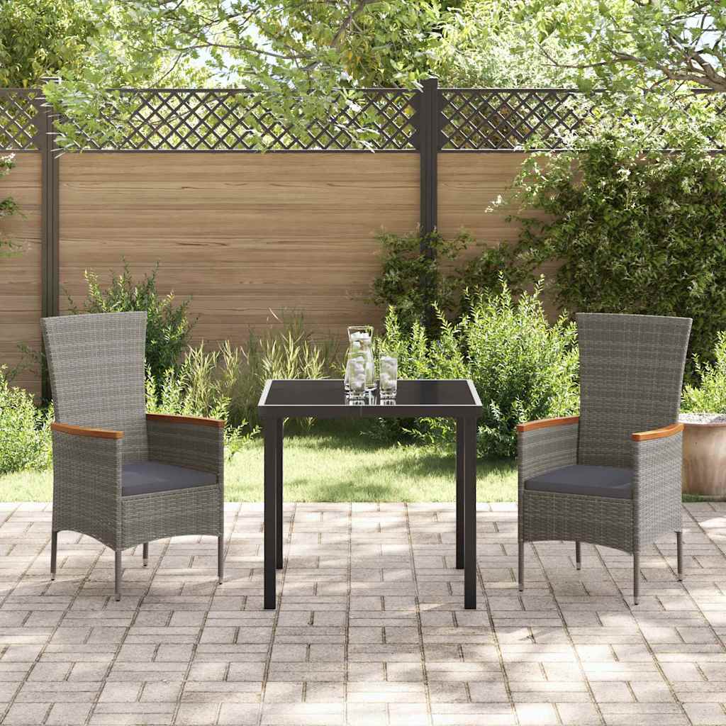 Ensemble de salle à manger pour jardin avec coussin 3 pcs Gris - XIOS