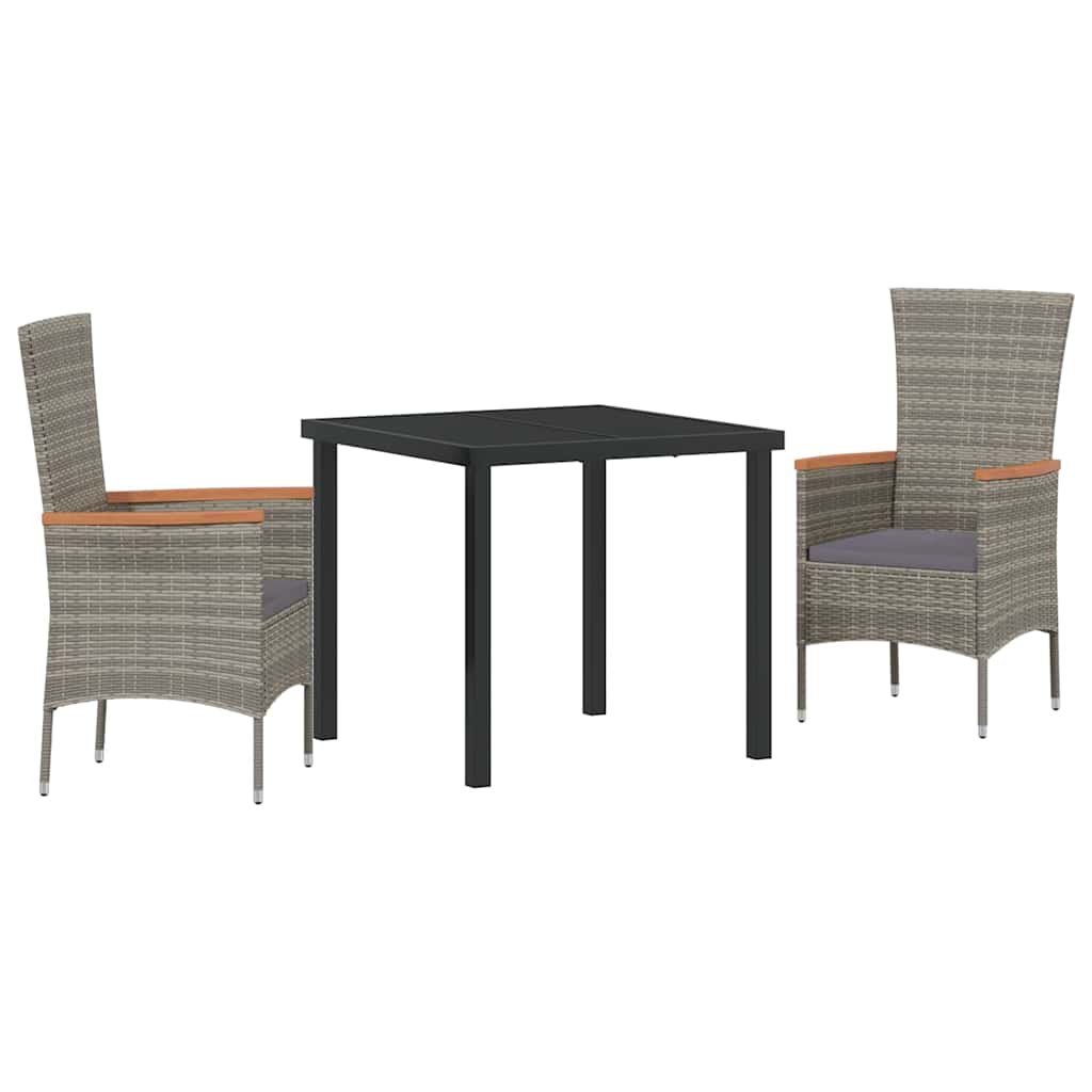 Ensemble de salle à manger pour jardin avec coussin 3 pcs Gris - XIOS