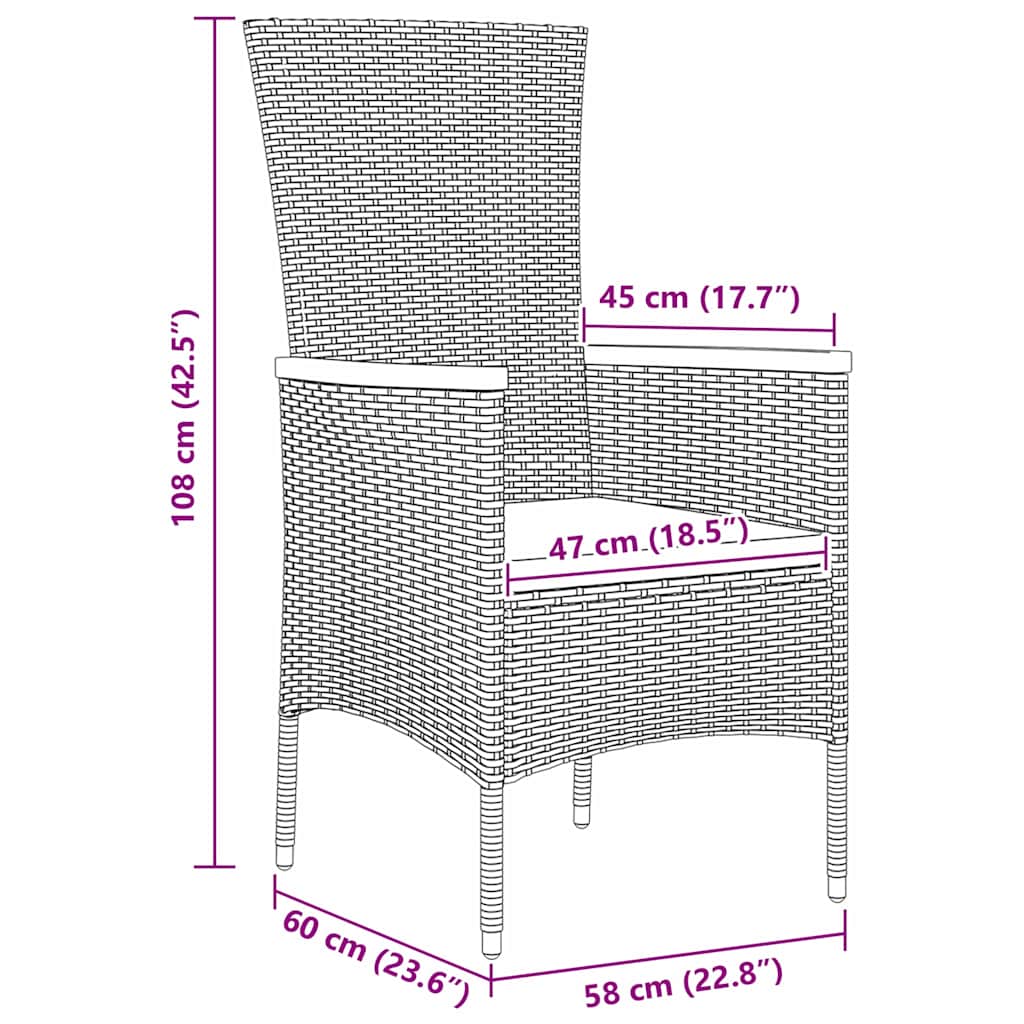 Ensemble de salle à manger pour jardin avec coussin 3 pcs Gris - XIOS
