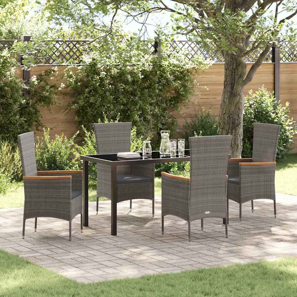Ensemble de salle à manger pour jardin avec coussin 5 pcs Gris - XIOS