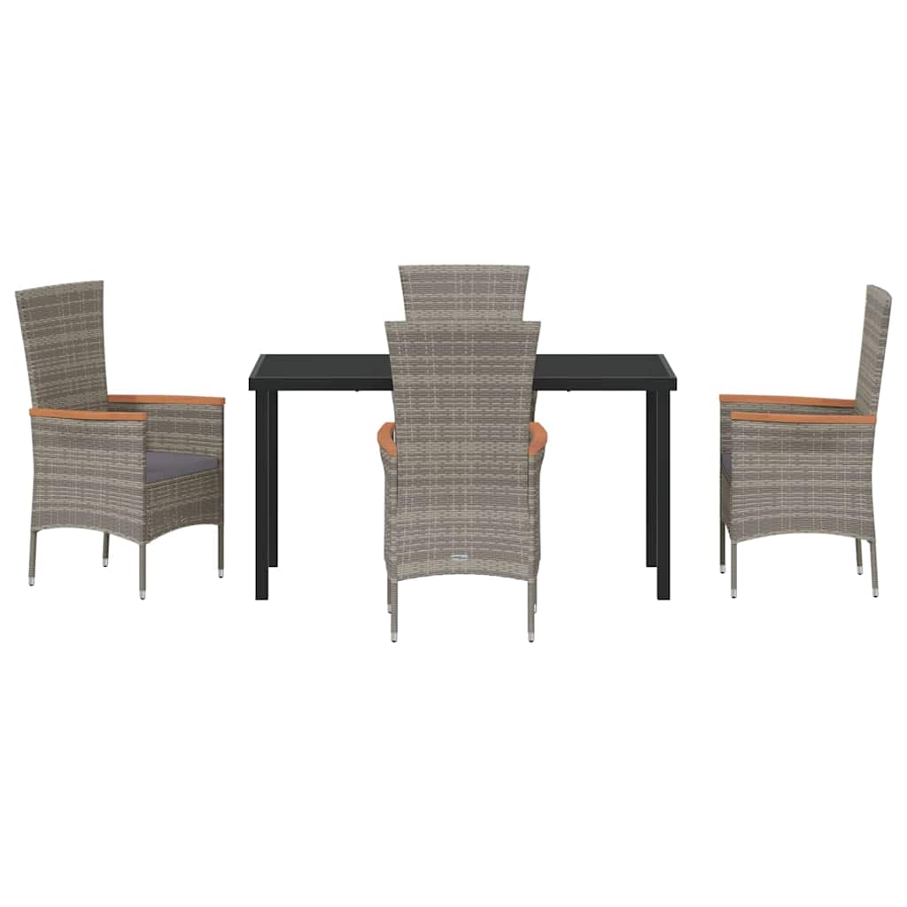 Ensemble de salle à manger pour jardin avec coussin 5 pcs Gris - XIOS