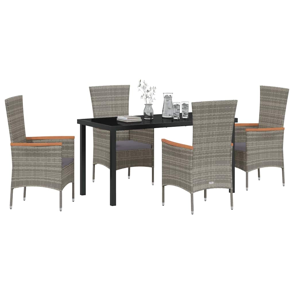 Ensemble de salle à manger pour jardin avec coussin 5 pcs Gris - XIOS