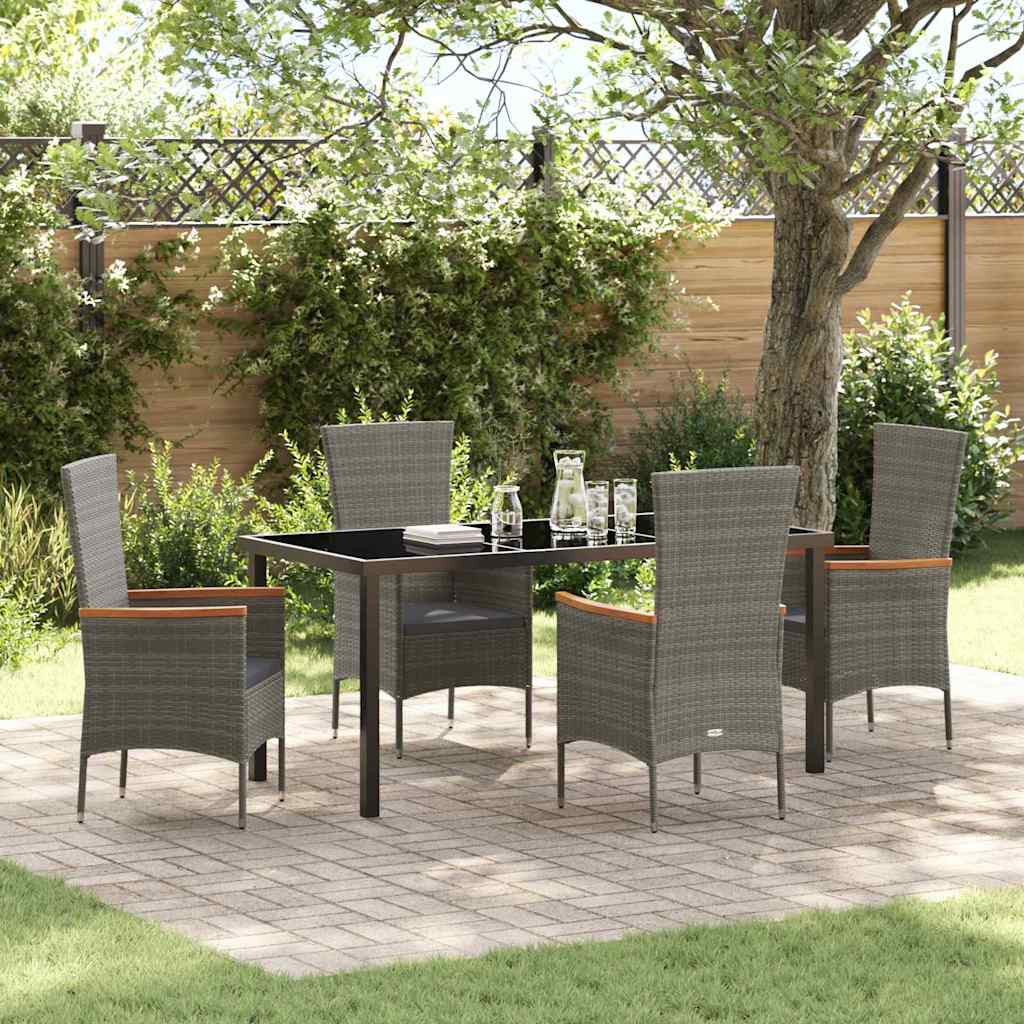 Ensemble de salle à manger pour jardin avec coussin 5 pcs Gris - XIOS