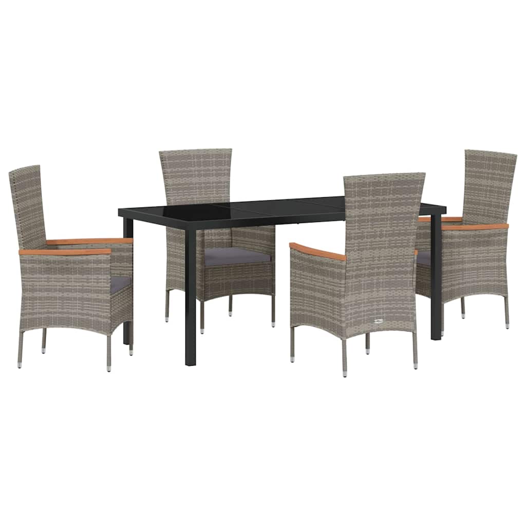 Ensemble de salle à manger pour jardin avec coussin 5 pcs Gris - XIOS