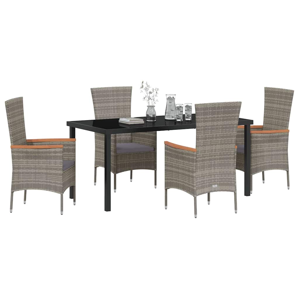 Ensemble de salle à manger pour jardin avec coussin 5 pcs Gris - XIOS